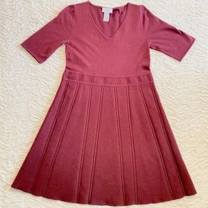 Burgundy Pleated Knit Dress